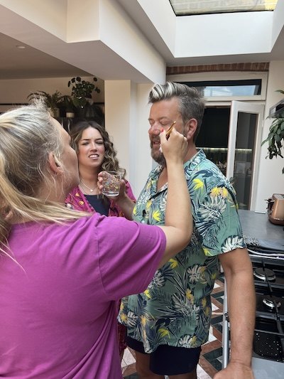 Lisa Potter-Dixon and Dom together between takes